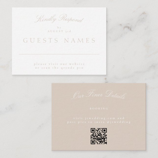 Elegant Classic Blush Pink Wedding QR CODE RSVP Card (Front/Back)