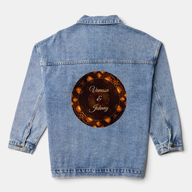 Elegant Classic Boho Modern Gold #901 Wedding Denim Jacket (Back)