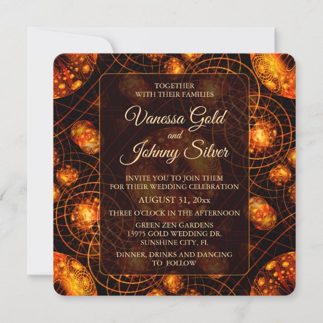 Elegant Classic Boho Modern Gold #901 Wedding Invitation (Front)