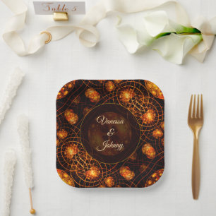 Elegant Classic Boho Modern Gold #901 Wedding Paper Plate