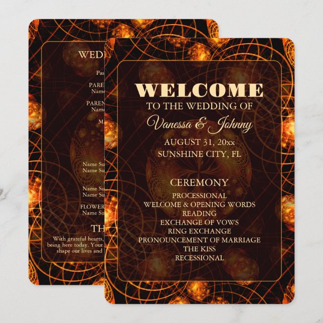 Elegant Classic Boho Modern Gold #901 Wedding Program (Front/Back)