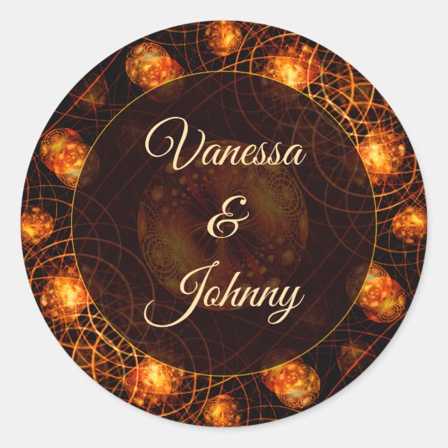 Elegant Classic Boho Modern Gold #901 Wedding Round Sticker (Front)