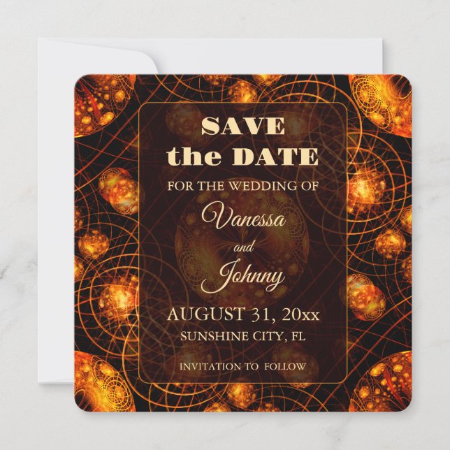 Elegant Classic Boho Modern Gold #901 Wedding Save The Date (Front)