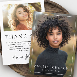 Elegant classic border graduation graduate photo thank you card
