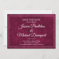 Elegant Classic Burgundy Berry Wedding Save Date