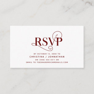 Elegant Classic, Burgundy font, RSVP respond Enclosure Card