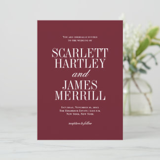 Elegant Classic Burgundy Wedding Invitation