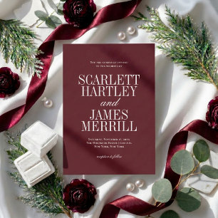 Elegant Classic Burgundy Wedding Invitation