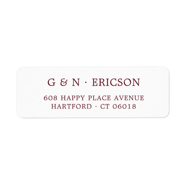 Elegant Classic Burgundy Wedding Return Address (Front)