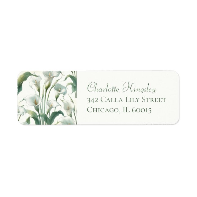 Elegant Classic Calla Lily Pretty Return Address (Front)