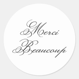 Elegant Classic Calligraphy Merci Beaucoup Classic Round Sticker