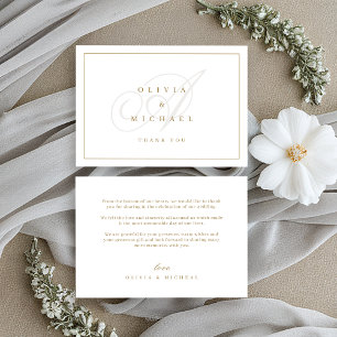 Elegant classic calligraphy monogram wedding thank thank you card