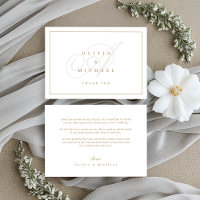 Elegant classic calligraphy monogram wedding thank