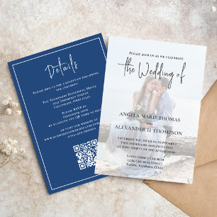 Elegant Classic Calligraphy Photo RSVP Photo Invitation