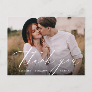 Elegant classic calligraphy photo thank you postca postcard