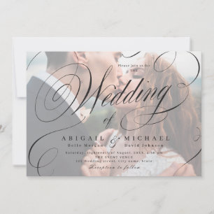 Elegant classic calligraphy photo wedding invitat invitation