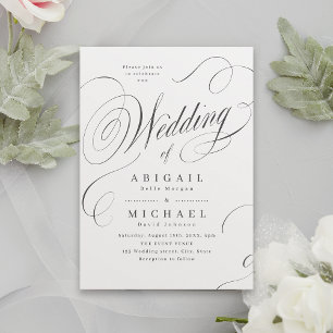 Elegant classic calligraphy vintage wedding  invitation