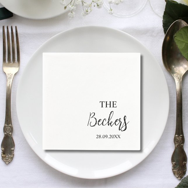 Elegant Classic Calligraphy Vintage Wedding Napkin (Creator Uploaded)