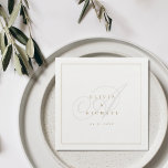 Elegant classic calligraphy vintage wedding napkin<br><div class="desc">Modern classic couple monogram and names design in gold and grey colour,  simple and elegant. Great for vintage wedding,  traditional wedding,  classic wedding and other events. 
See all the matching pieces in collection.</div>
