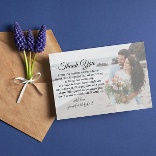 elegant classic calligraphy wedding day photo  thank you card