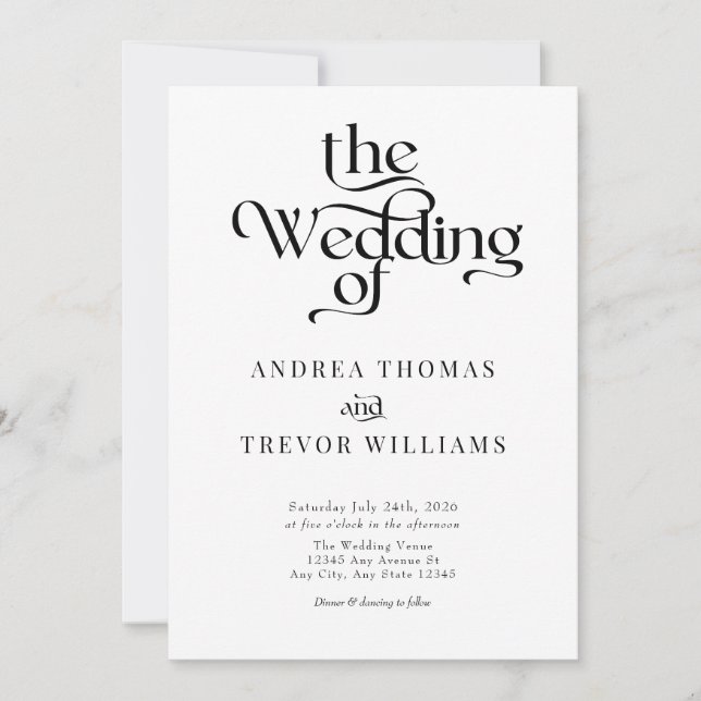 Elegant Classic Calligraphy Wedding Invitation (Front)