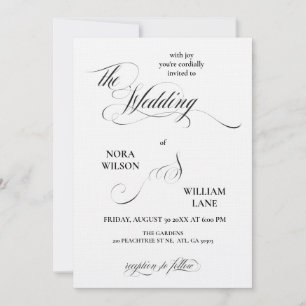 Elegant Classic Calligraphy Wedding Invitation
