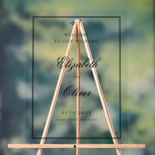 Elegant Classic Calligraphy Wedding Welcome Acrylic Sign