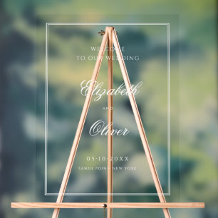 Elegant Classic Calligraphy Wedding Welcome Acrylic Sign