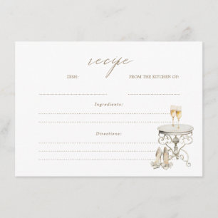 Elegant Classic Champagne Bridal Shower Recipe Enclosure Card