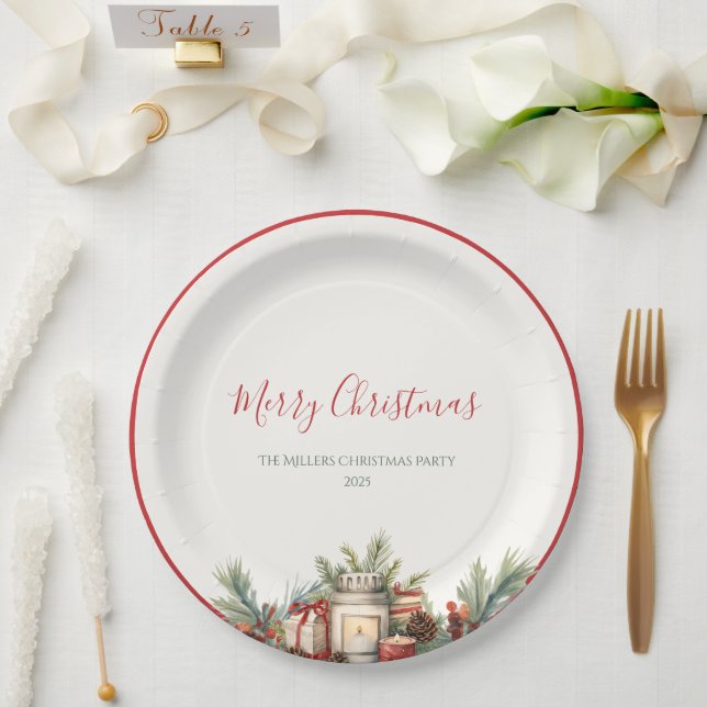Elegant Classic Christmas Paper Plates  (Wedding)