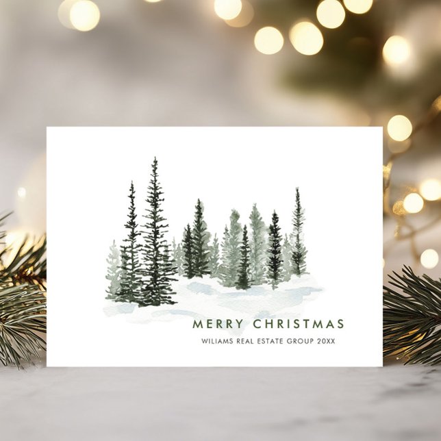 Elegant Classic Christmas Winter Forest Corporate Holiday Card (Creator Uploaded)