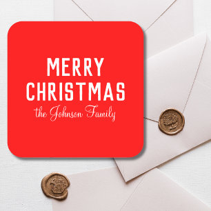 Elegant Classic Clean Red Christmas Square Sticker