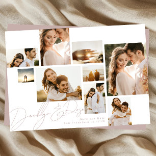 Elegant Classic Collage Sage Green Multi Photo Save The Date