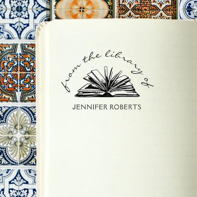 Elegant Classic Custom Name From The Library Book Rubber Stamp (Elegant Classic Custom Name From The Library Book Rubber Stamp)