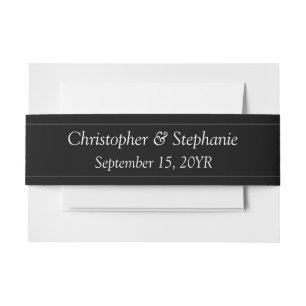 Elegant Classic Customizable White Script Wedding Invitation Belly Band