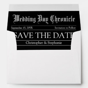 Elegant Classic Customized Newspaper Save the Date Envelope