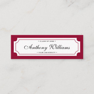 Elegant classic dark red graduation name card