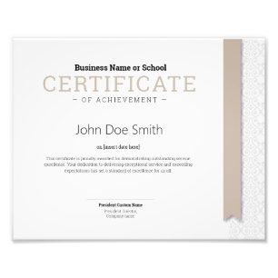 Elegant Classic Diploma Certificate beige ribbon Photo Print