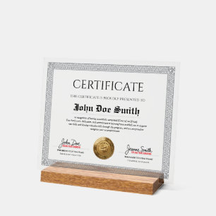Elegant Classic Diploma Certificate gold foil seal Acrylic Sign