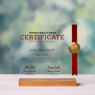 Elegant Classic Diploma Certificate gold foil seal Acrylic Sign
