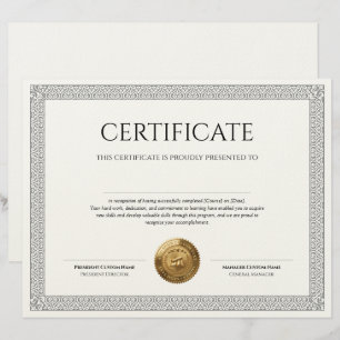 Elegant Classic Diploma Certificate gold foil seal Letterhead