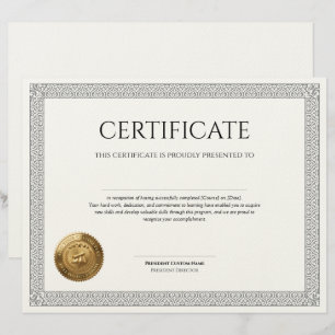Elegant Classic Diploma Certificate gold foil seal Letterhead