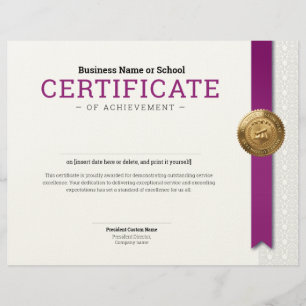 Elegant Classic Diploma Certificate gold foil seal Letterhead