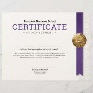 Elegant Classic Diploma Certificate gold foil seal Letterhead