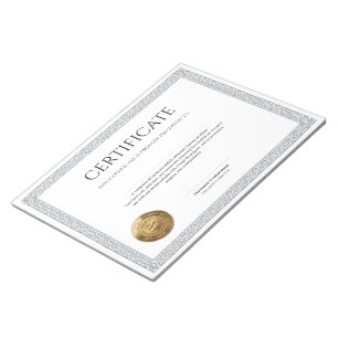Elegant Classic Diploma Certificate gold foil seal Notepad