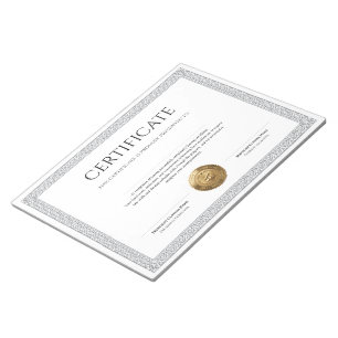 Elegant Classic Diploma Certificate gold foil seal Notepad