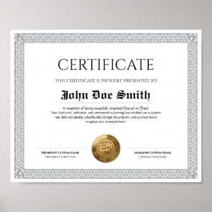 Elegant Classic Diploma Certificate gold foil seal Poster