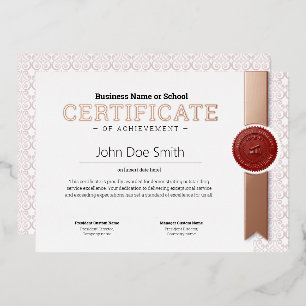 Elegant Classic Diploma Certificate gold rose foil Holiday Card