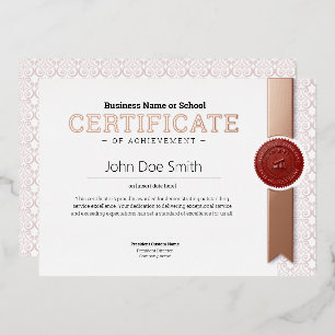 Elegant Classic Diploma Certificate gold rose foil Holiday Card
