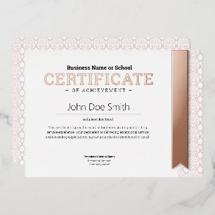Elegant Classic Diploma Certificate gold rose foil Holiday Card